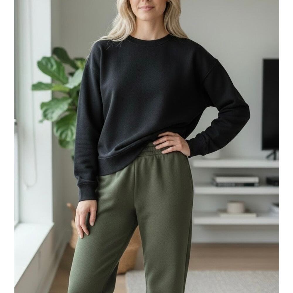 Pact Sz M Black Organic Cotton Crewneck Sweatshirt Basic Casual